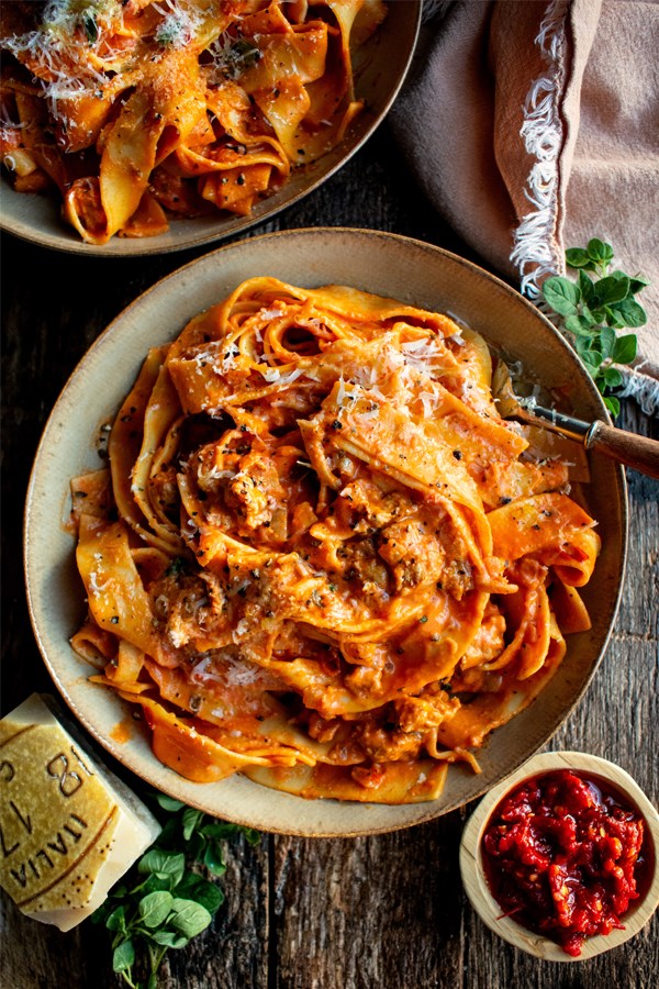 Creamy Calabrian Chili Pappardelle With Sausage And Fennel
