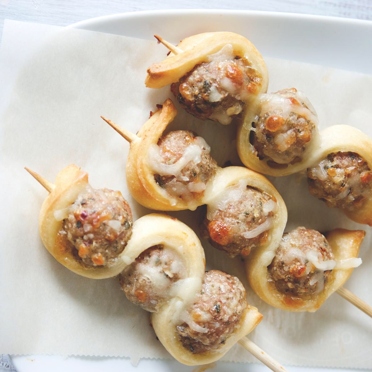 Meatball Sub Skewers with Marinara
